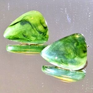 Vintage Green Marbled Clip-On Earrings